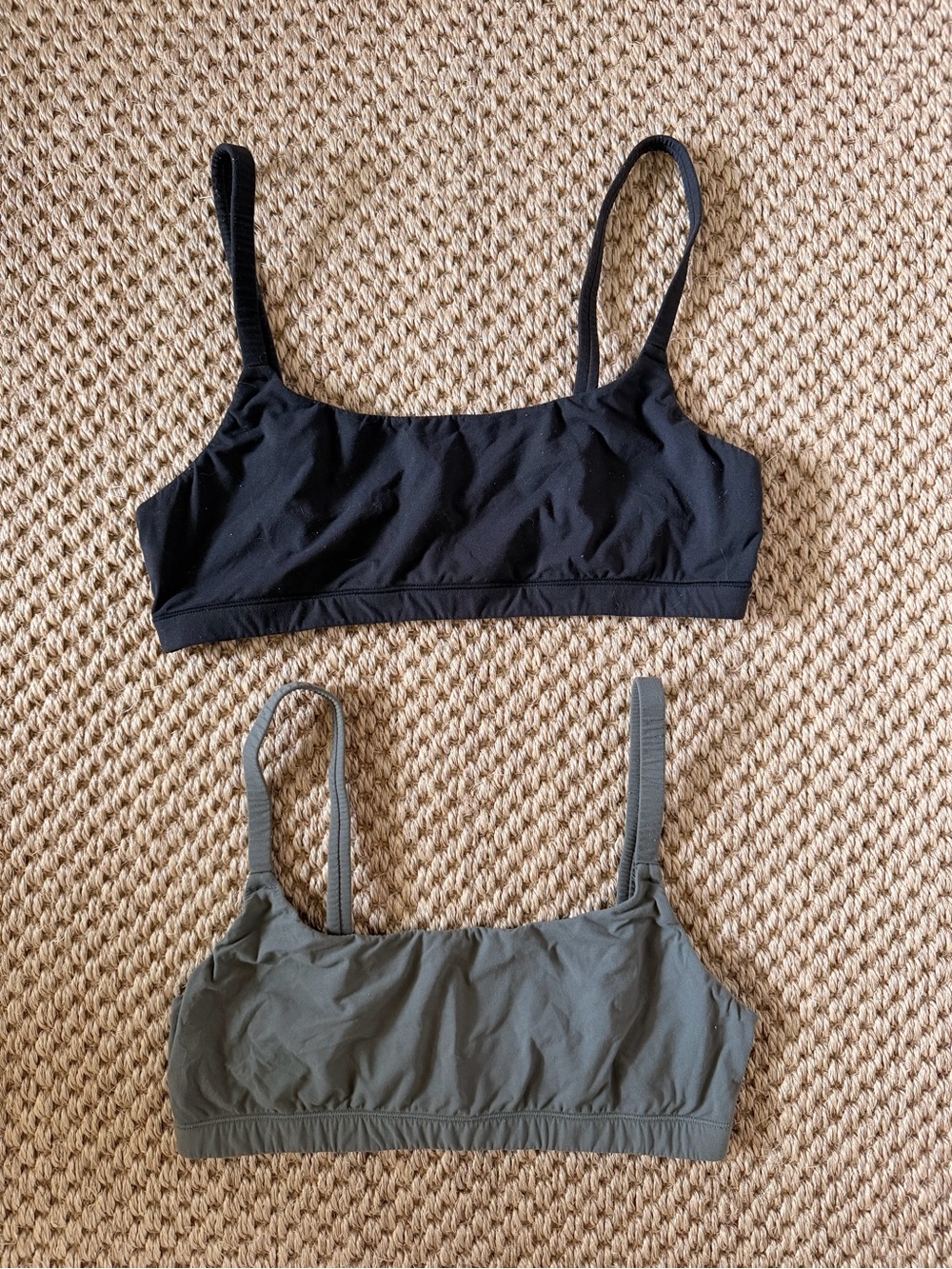 SKIMS Soft Lounge Bralette Bundle – Size Small (Black & Gray/Green)